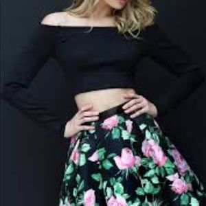 Sherri Hill Short Black Floral Homecoming Dress